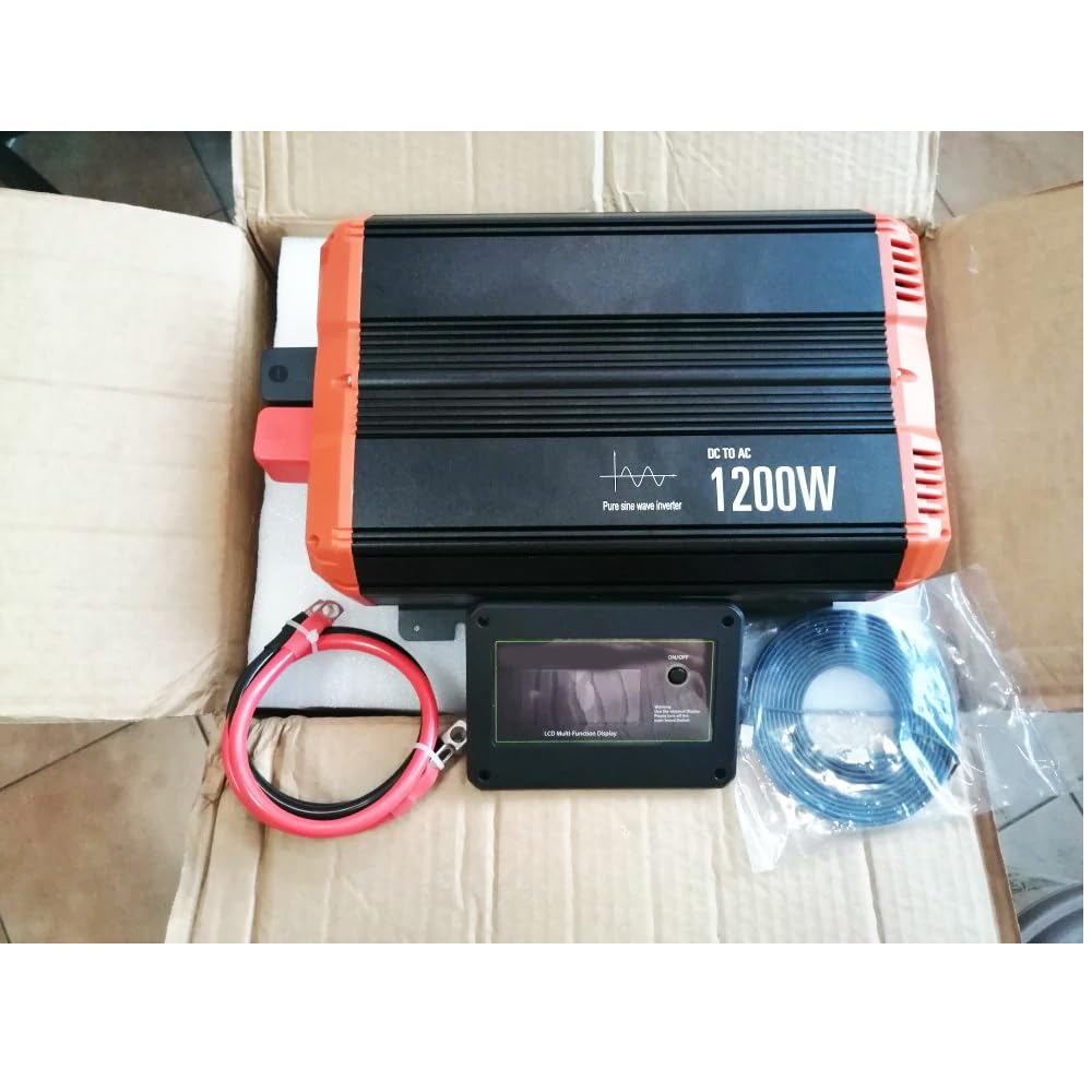2400W 3600W 5000W 6000W Onduleur pur Sinus 12V 220V, Puissance Continue de 1200W 1800W 2500W 3000W Avec affichage LCD et télécommande, adapté Pour la Maison et Les véhicules récréatifs (PSC1200W-12V)