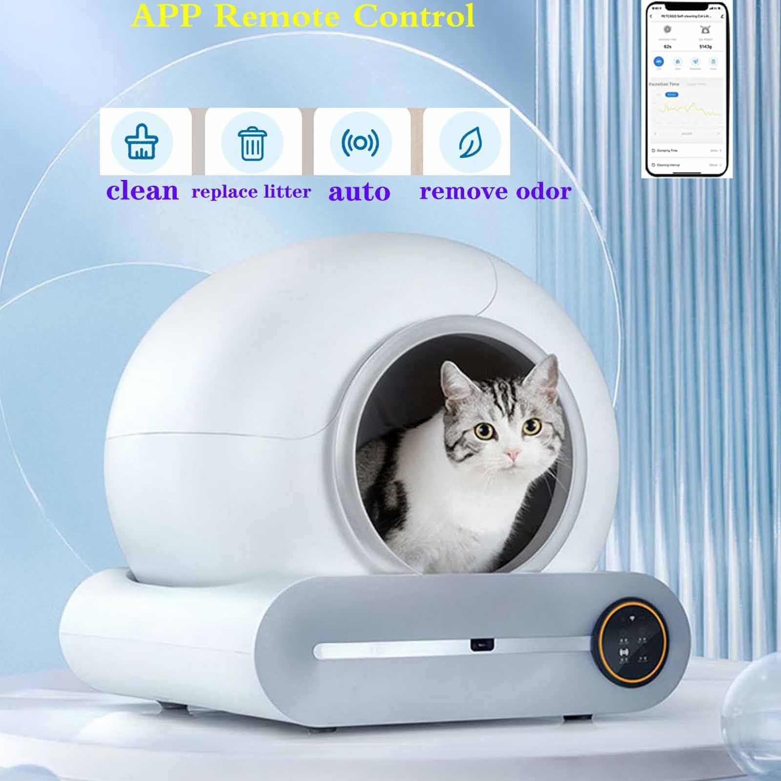 PixCy Lettiera per Gatti Autopulente,Lettiera per Gatti Automatica con capacità Extra Grande,Toilette per Gatti Automatica A Doppio Sensore,Controllo App,Eliminazione degli Odori