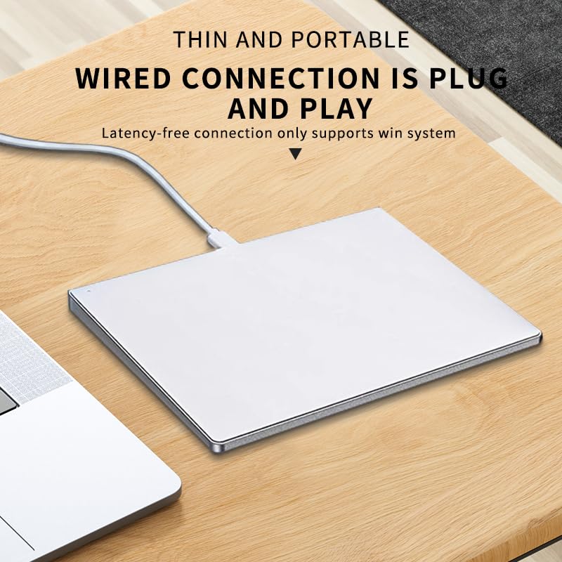 JOMAA Pavé tactile filaire prend en charge le contrôle multi-gestes, boîtier en alliage d'aluminium et panneau en verre, souris trackpad avec navigation multi-touch pour Windows 10/11/Linux/Fedora 43