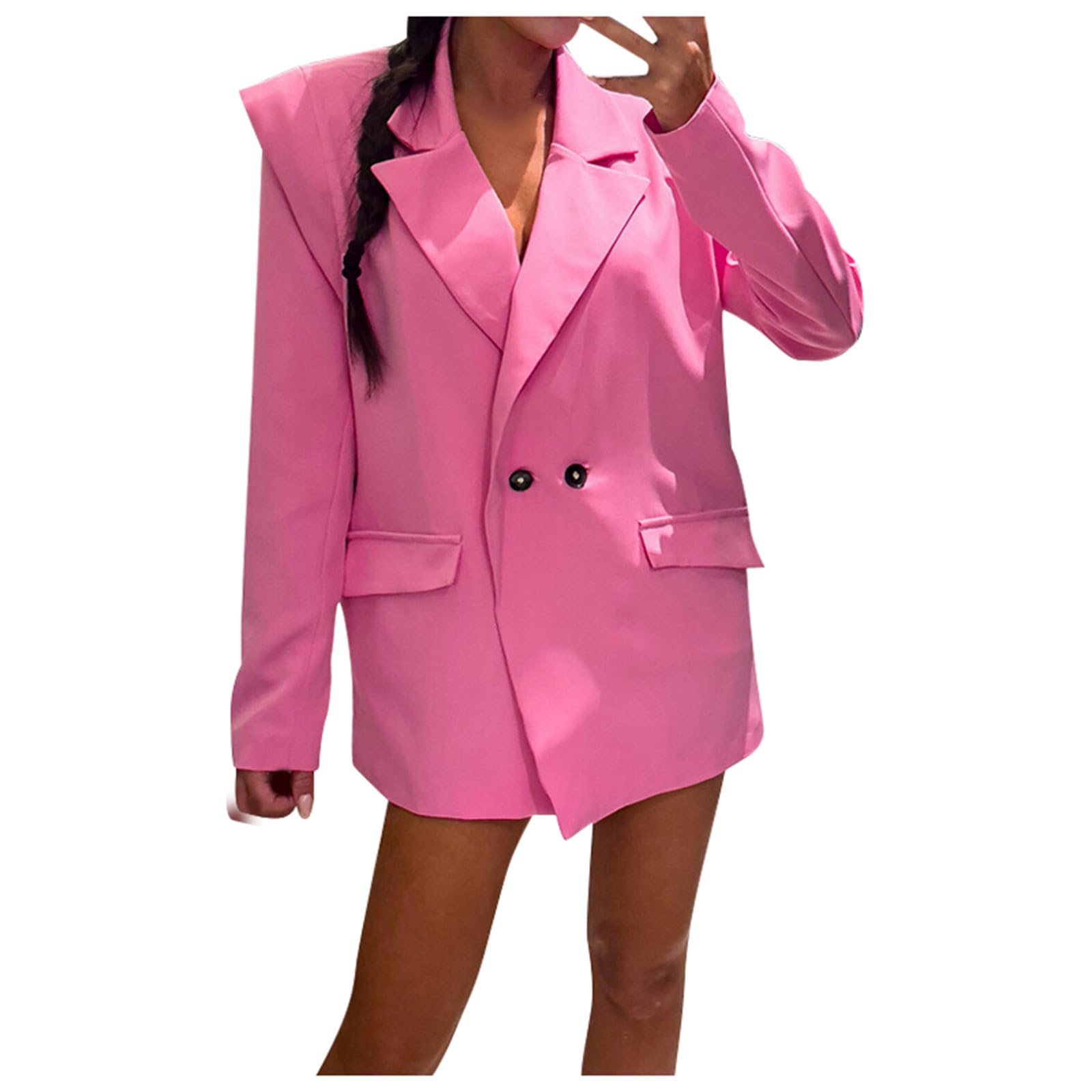 Generisch Blazer élégant pour femme - À manches longues - Ample - Couleur unie - Pour le travail au bureau
