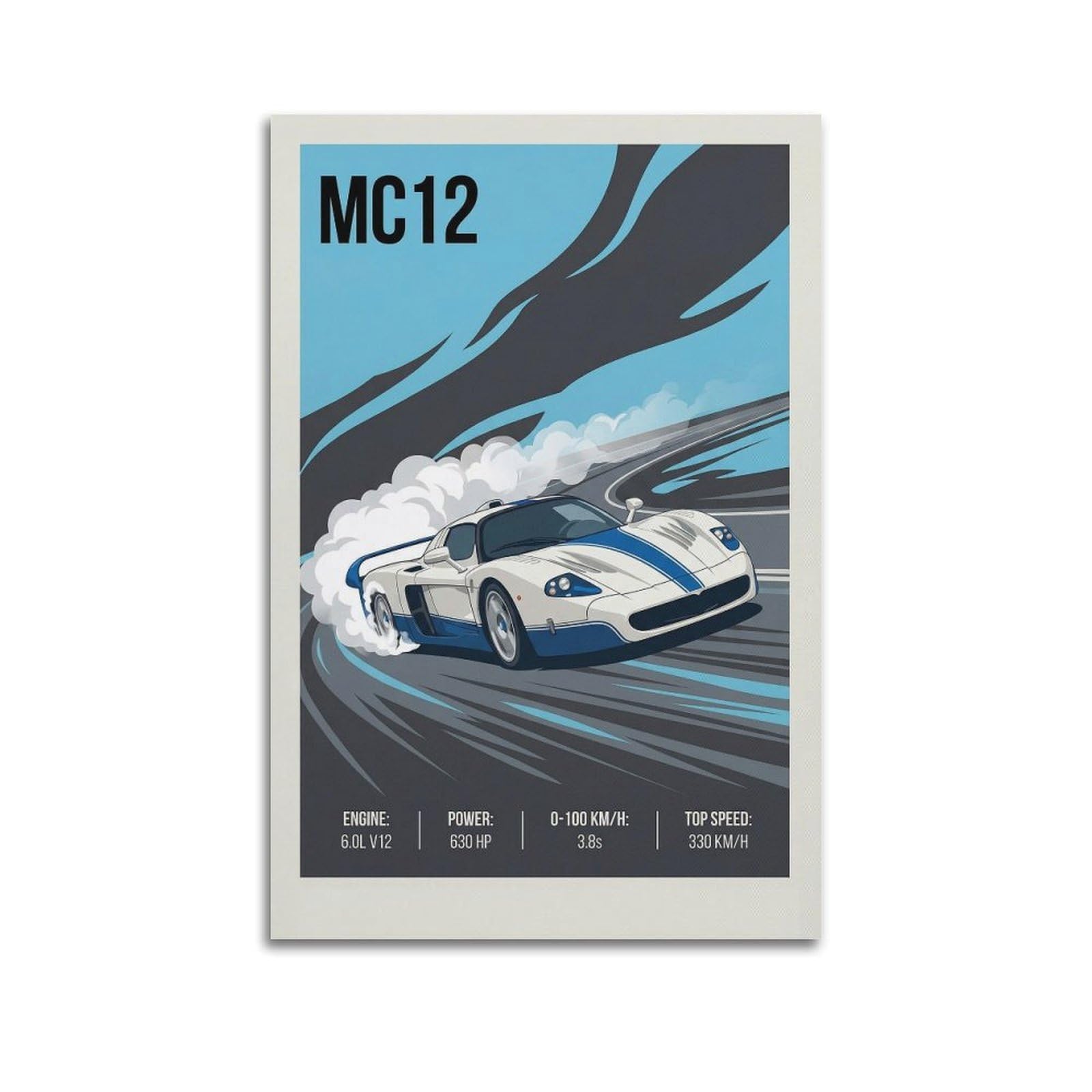 OKAHYS V12 Engine Racing Car Poster MC12 Supercar Modern Decorative Canvas Prints - Ideal Wall Art for Family, Man Cave, Game Room, Boys & Girls Bedroom 20x30inch(50x75cm)