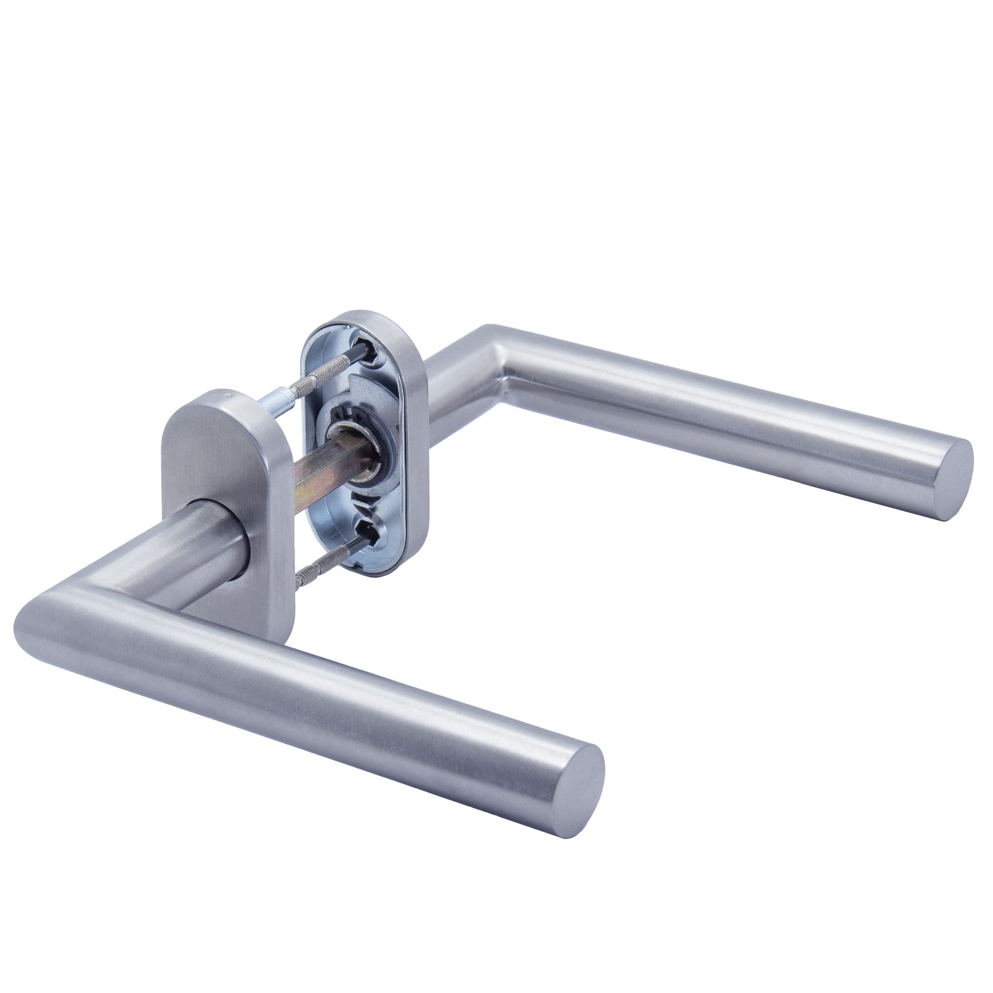 APECS Poignée de porte ovale en acier inoxydable pour porte d’entrée et portes intérieures, modèle L H-0904