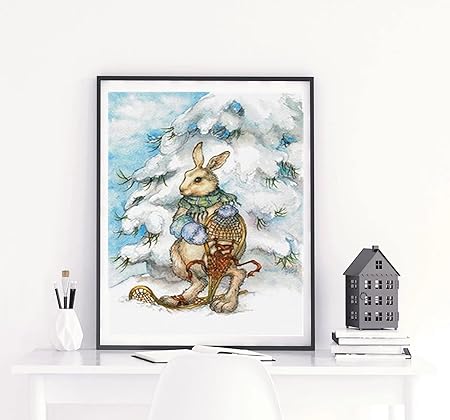 Amazon Co Jp デジタル油絵デジタルキット絵画 雪の日のウサギの動物 手作りペイントdiy絵画デジタル油絵 ホームオフィス装飾 x30cm フレームレス Diy 工具 ガーデン