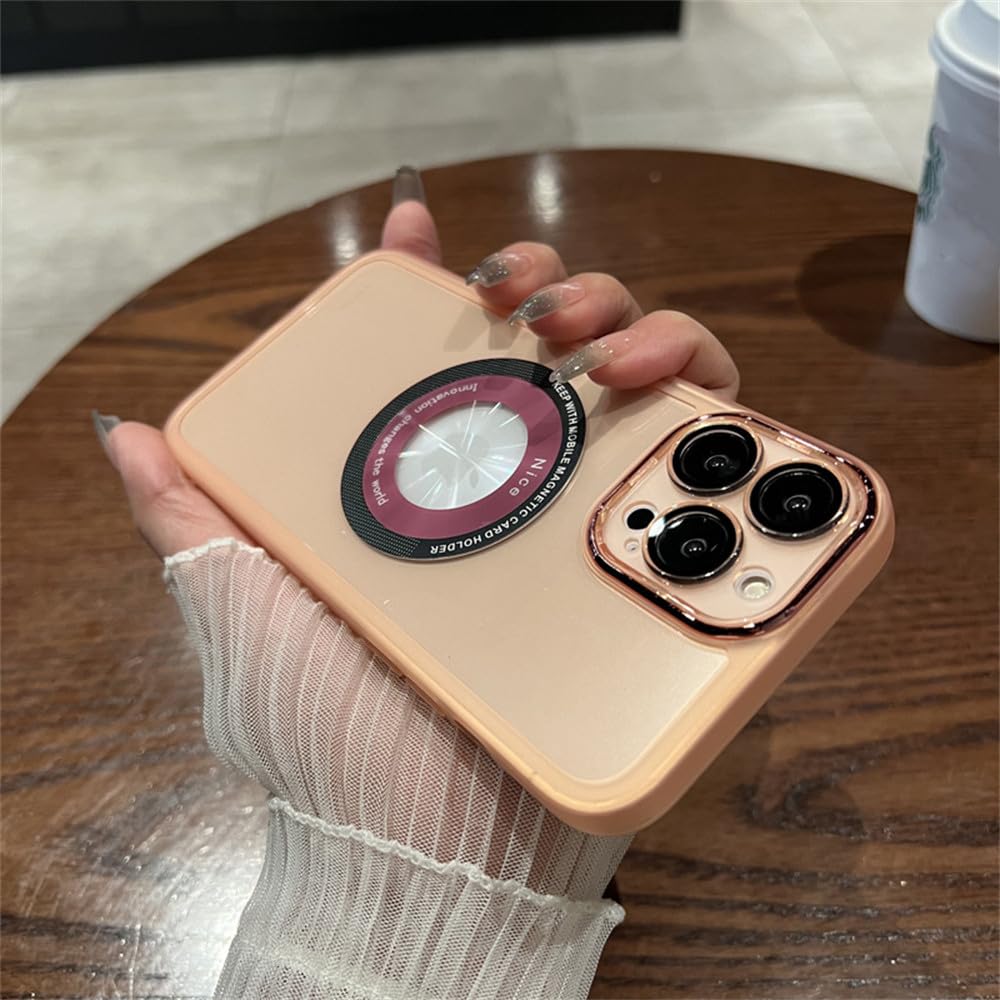Coque transparente iPhone 13 Pro rose compatible MagSafe en silicone souple