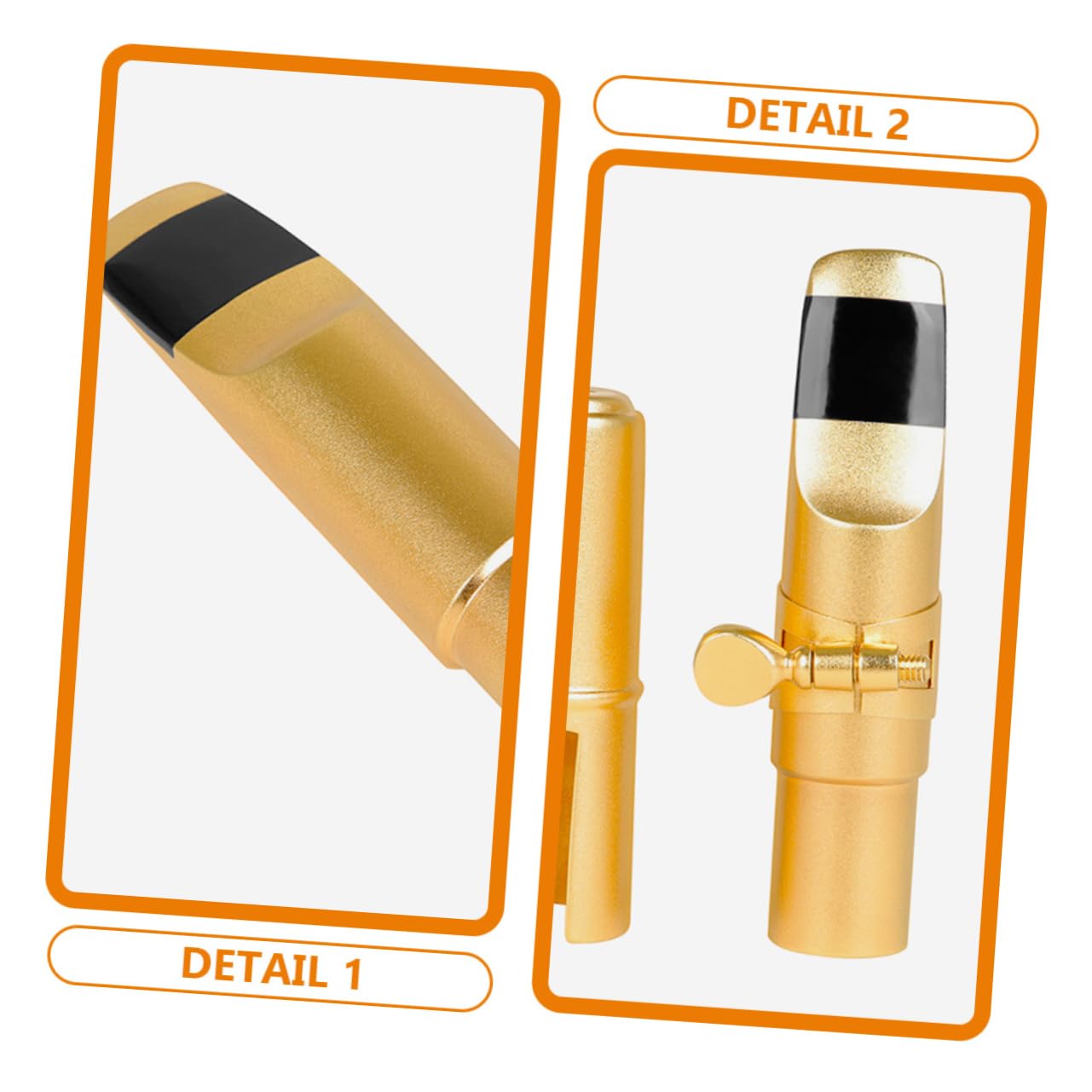 Set Bocchino per Sax Alto in Metallo, 1 Pezzo, Oro | Cappuccio Protettivo e Clip Inclusi, Custodia in Stoffa, per Musicisti Professionisti, Uso Ampio