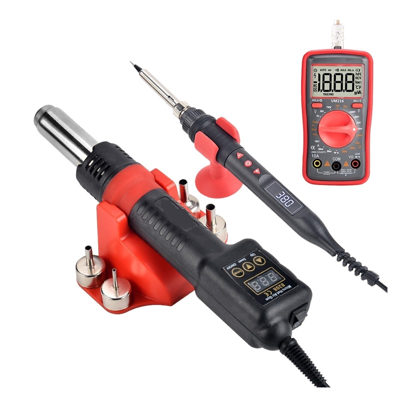 Hot wiatrówka, 8208 Micro Rework stacja lutownicza LCD cyfrowa suszarka do włosów do lutowania, opalarka narzędzia do naprawy spawania(Soldering Iron Kit)