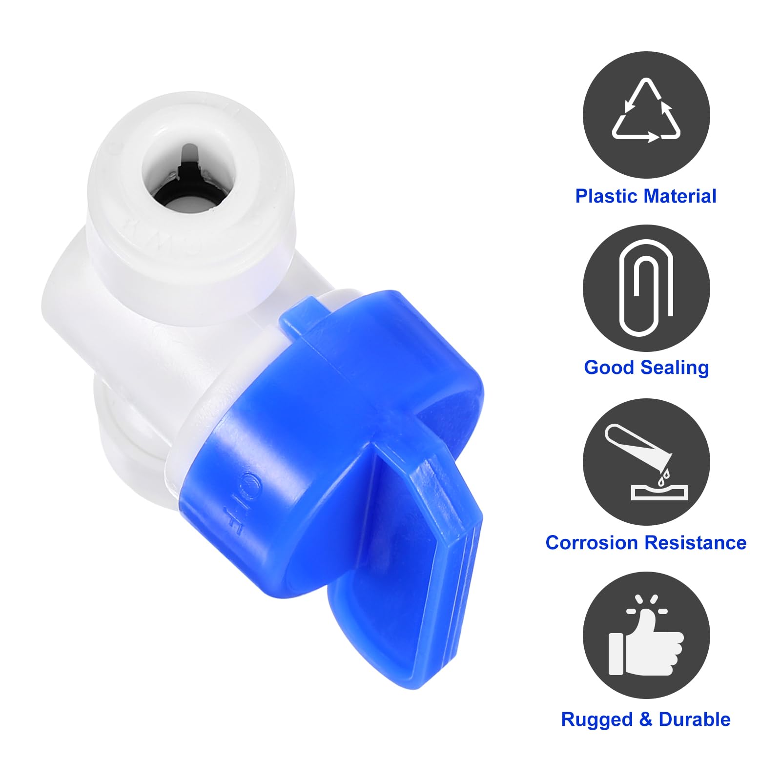 QUARKZMAN 16 sztuk zestaw złączy śrubowych Push to Connect, 1/4" x 1/4" OD Pushfit, prosta wtyczka, zawór kulowy z tworzywa sztucznego z uchwytami do rury wodnej, system wodny RO (6-6 mm)