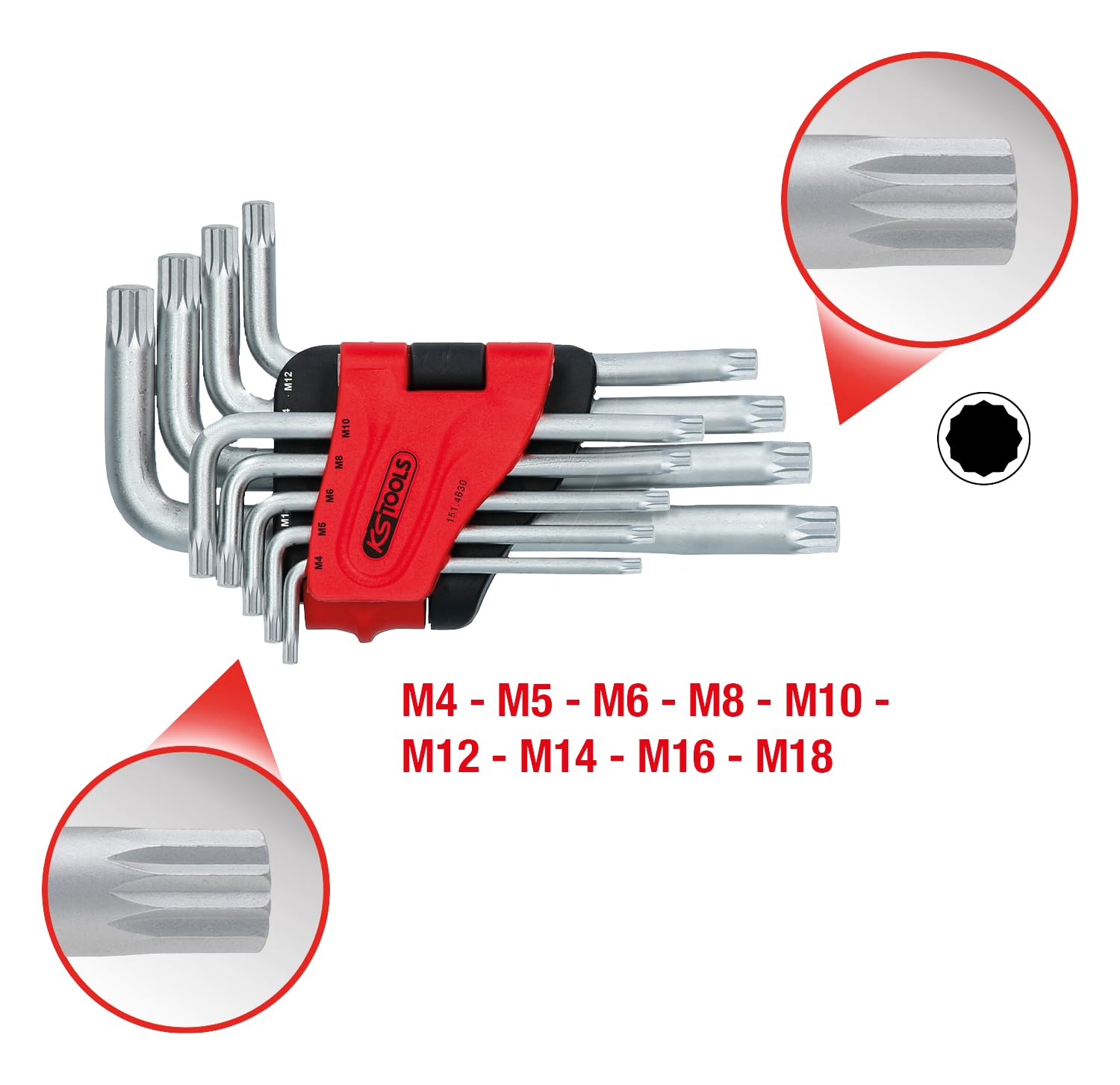 KS Tools 151.4630 Zest kluczy imbus wielozabkowych(XZN®), 9-szt, M9-M12