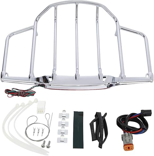 Miniatura 8 de XFMT Cromo Tour Pack maletero Portaequipajes con luz LED para Harley Air Wing Style Touring Road King Electra Street Glide 1993-2013