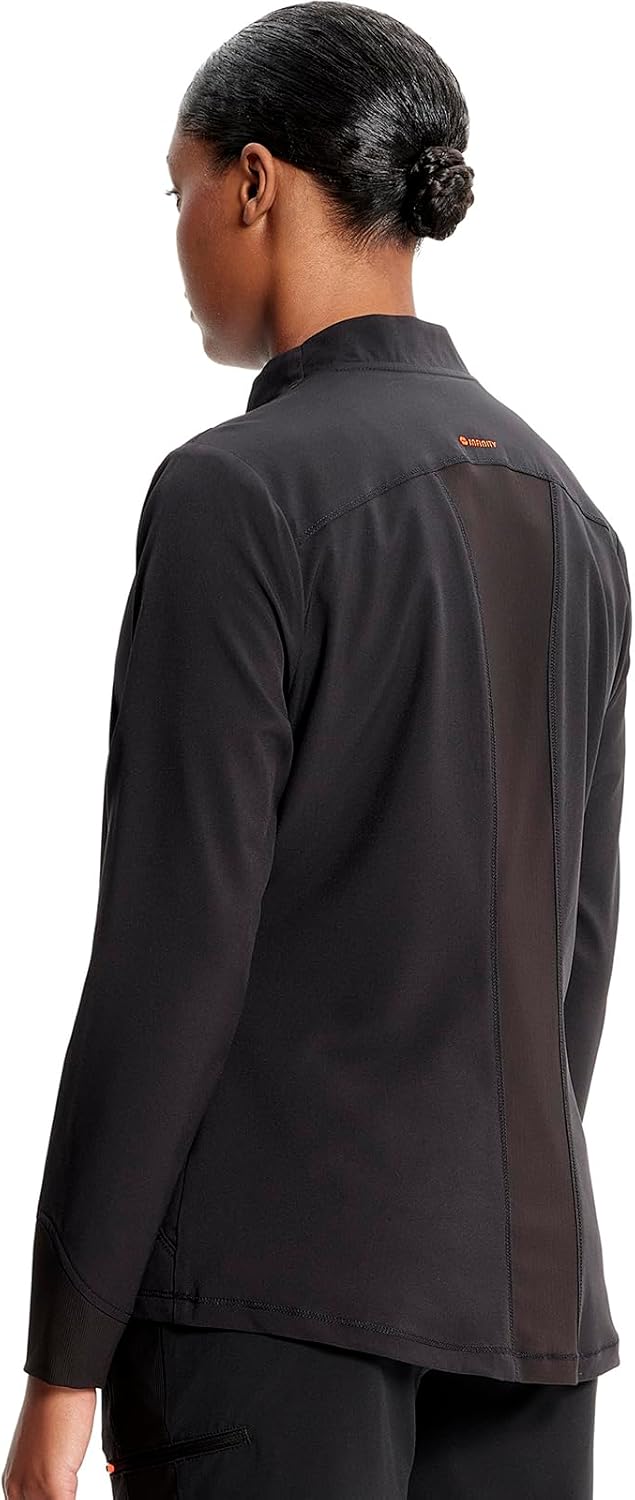 Cherokee Infinity Womens Zip Front Scrub Jacket, Contemporary Fit, Stand-Up Collar, 2 Pockets, Back yoke seams - IN320A - Image 4