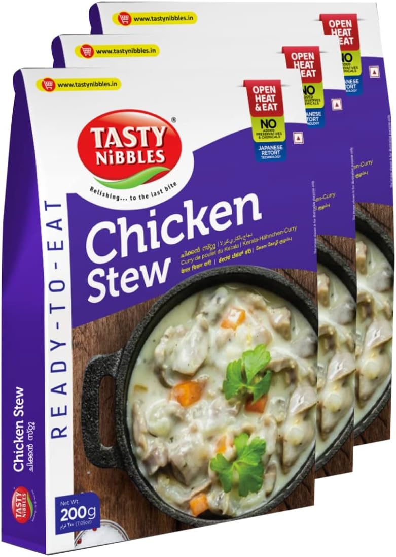 Ready to Eat Chicken Stew 200g[Pack of 3]|Open Heat & Eat | No Food Additives Added | Japanese Retort Technology
