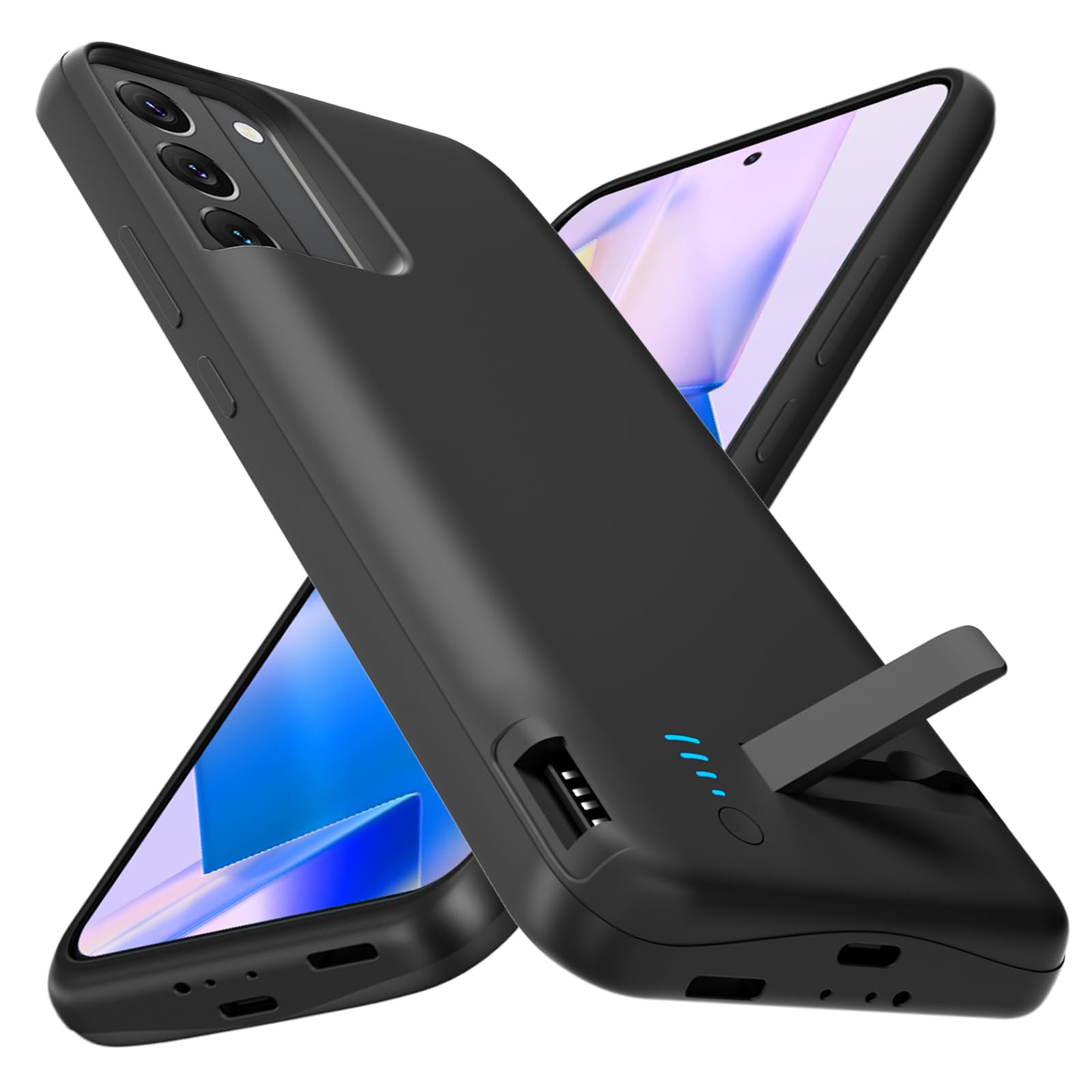 Etui na baterie do Samsung Galaxy S22, smukłe etui do ładowania 7000 mAh, przedłużone etui na ładowarkę, zapasowy powerbank do Samsung Galaxy S22 (6,1 cala) - czarny