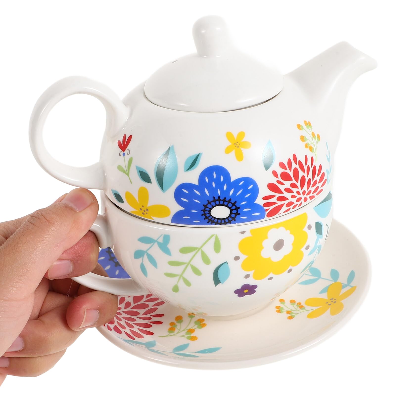 Keramik Teekanne Satz mit Untertasse und Bedruckter Teetasse Tragbares Chinesisches Teeservice für Zuhause und Reise