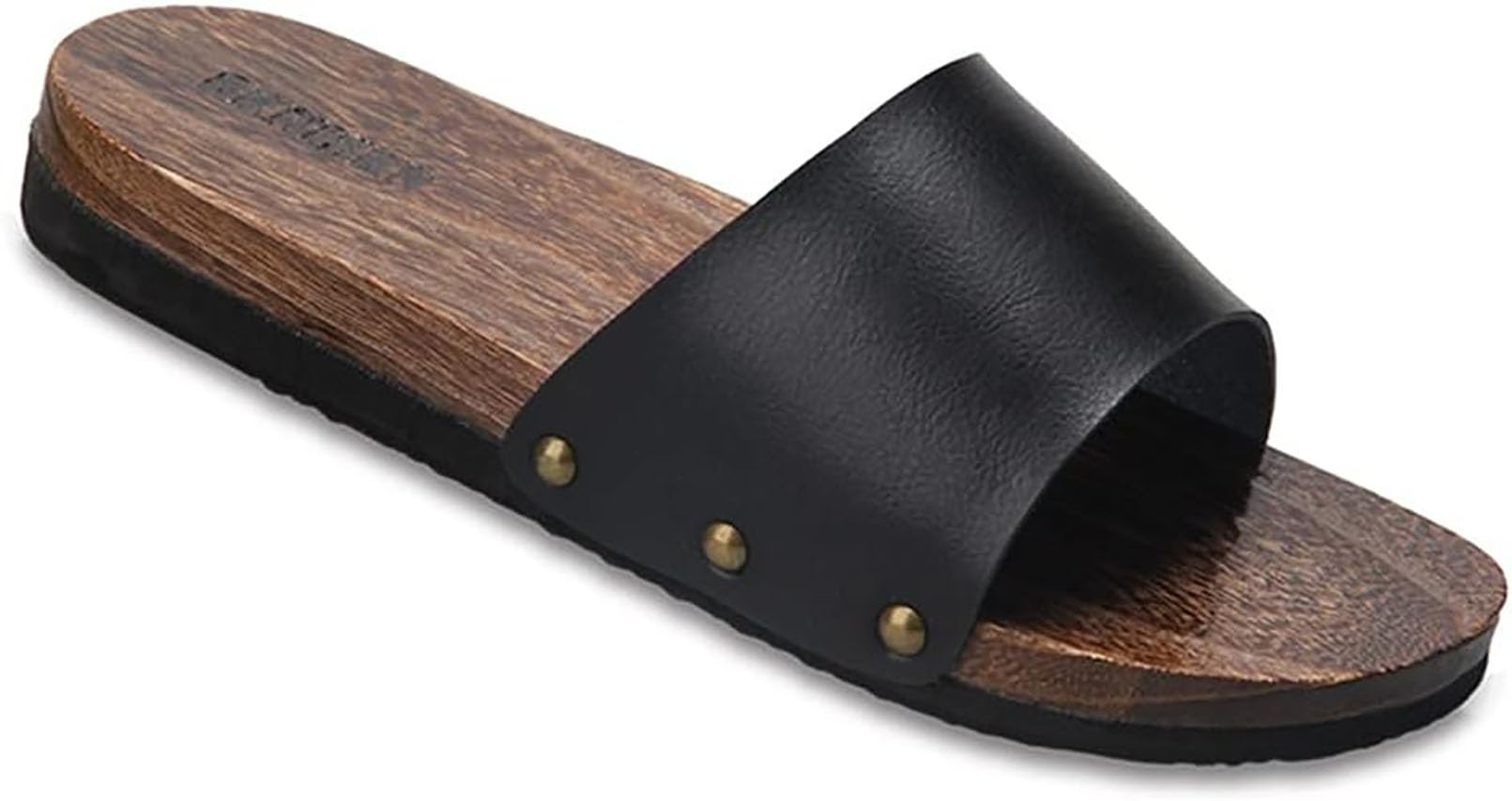 Générique Sabots Homme en Bois Sabots Japonais Geta Sandales Traditionnelles japonaises Chaussures Pantoufles intérieur extérieur Cosplay Kimono Sandales Homme Sabots de Jardin Black,42-43