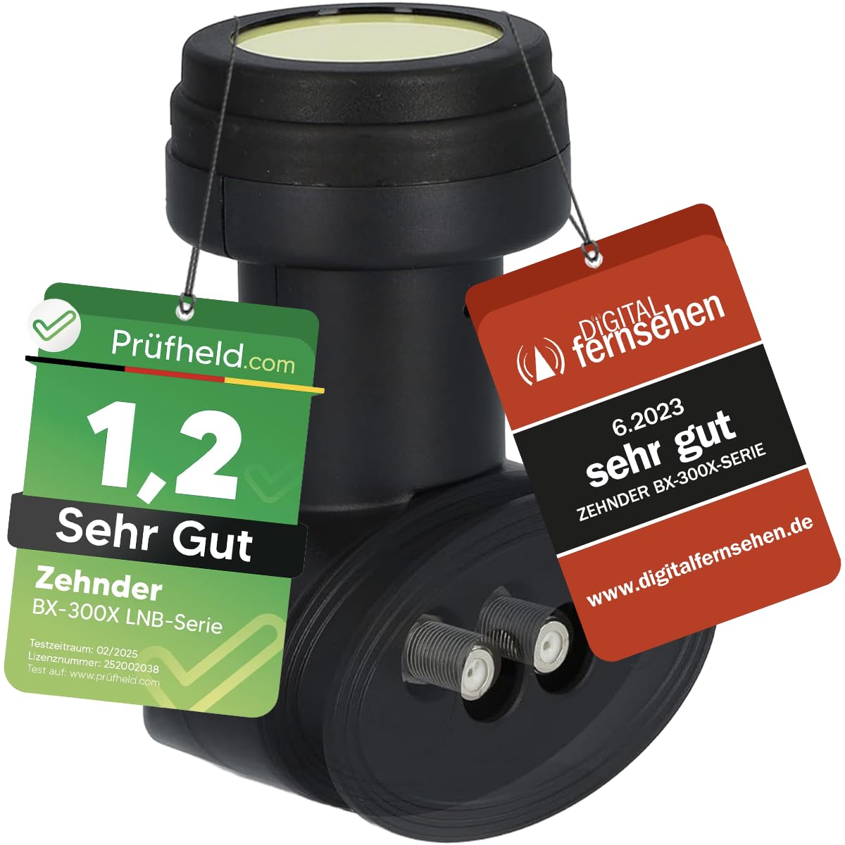 ZEHNDER Twin LNB con blindaje LTE y protección solar UV, 2 niveles 4K LNB para 2 participantes, receptor de satélite HD LNC para antena parabólica