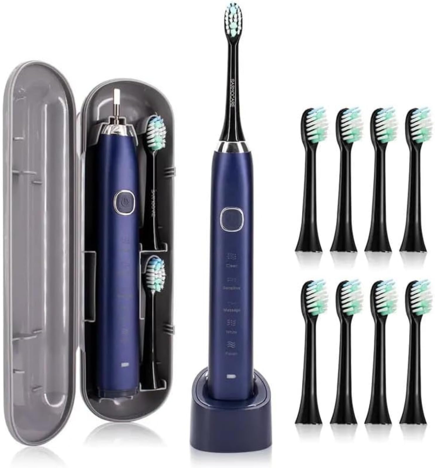 Cepillo de dientes eléctrico: múltiples modos de cepillado cerdas Dupont | Temporizador de 2 minutos y recordatorio de 30 segundos | Recargable con estuche de viaje para el cuidado bucal de adultos