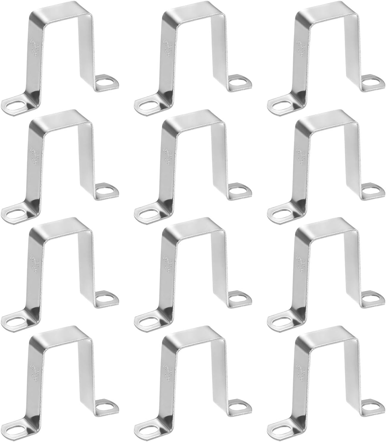 M METERXITY 12-Pack U Shaped Connector Bracket, 30x60mm 304 Stainless Steel Square Pipe Clamp for Door Closed Bar Holder Strut Channel/Fixing Tools/Pipe, Strap Clamp for Rectangular Tube