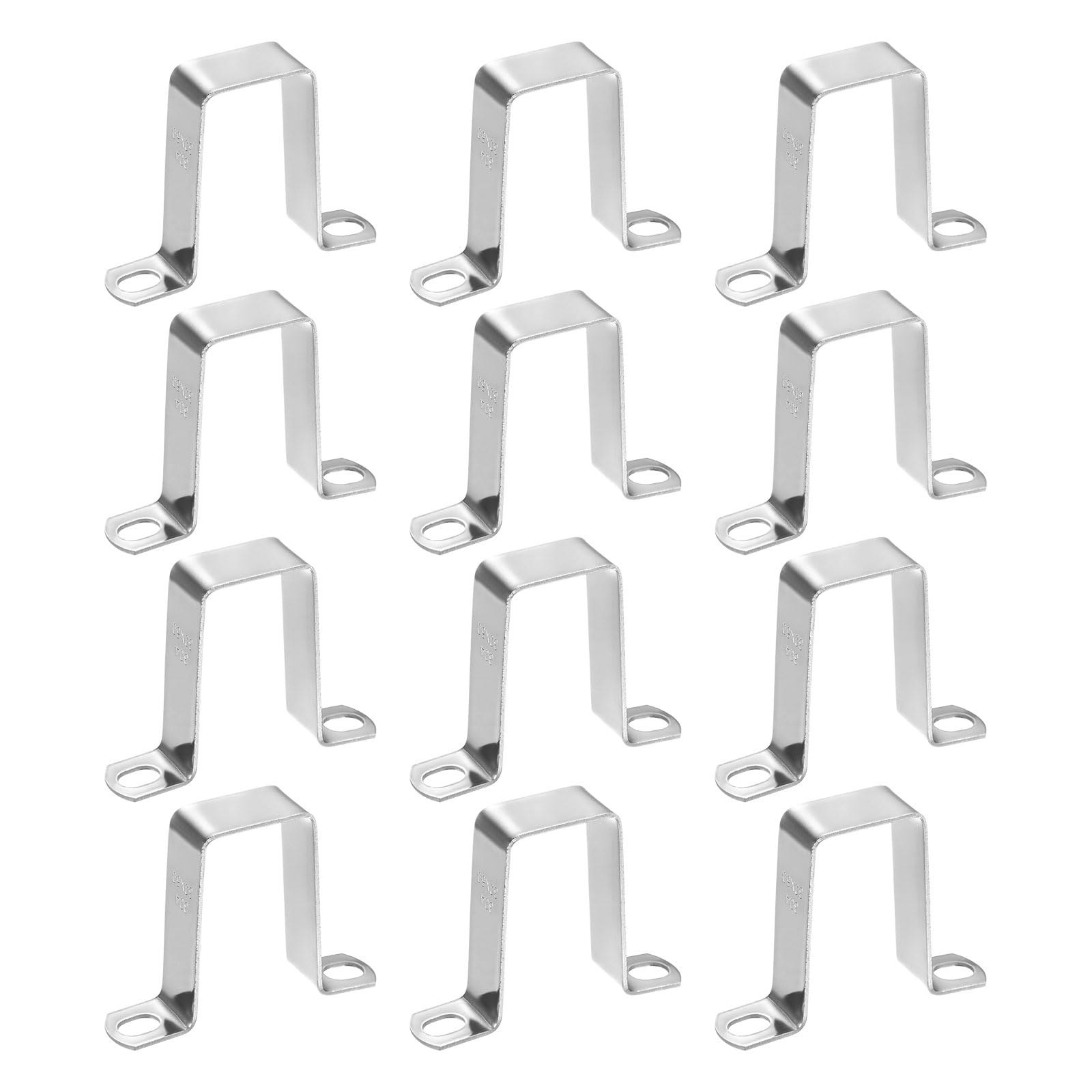 M METERXITY 12-Pack U Shaped Connector Bracket, 30x60mm 304 Stainless Steel Square Pipe Clamp for Door Closed Bar Holder Strut Channel/Fixing Tools/Pipe, Strap Clamp for Rectangular Tube