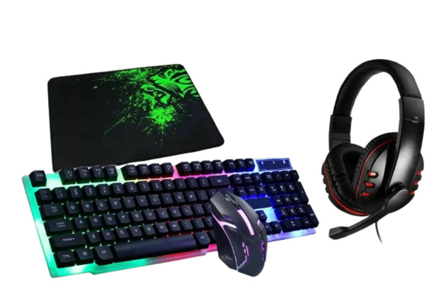 KIT GAMING TASTIERA PC MOUSE CUFFIE MOUSEPAD 4 IN 1 RGB Q-JP004 - Foto 7