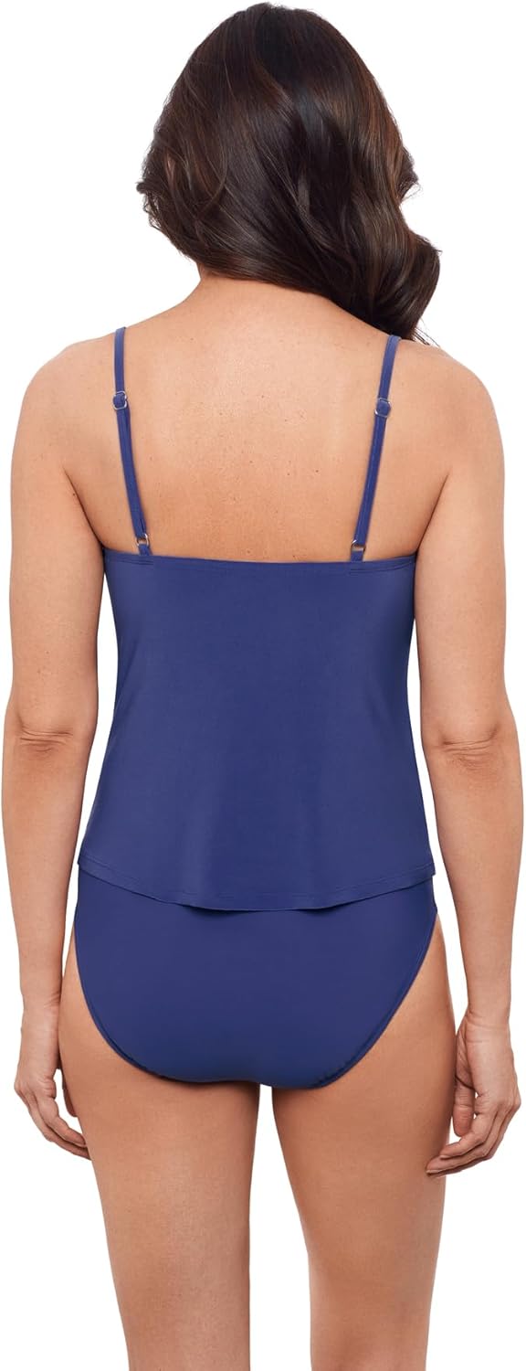 Aqua Green Womens Triple Ruffle Tier Swim Tankini Top with Adjustable Straps - Image 3