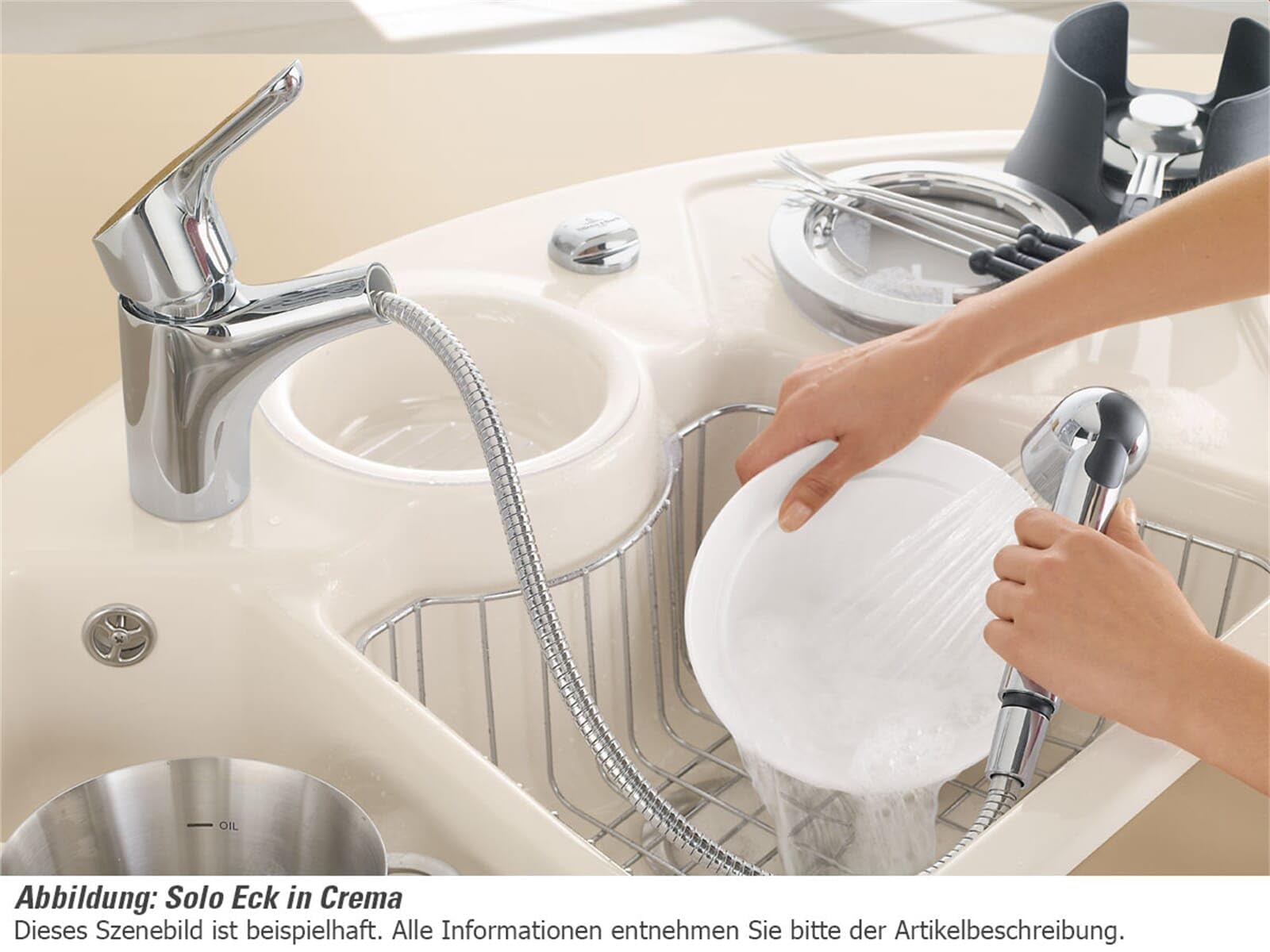 Villeroy & Boch Solo Eck Snow White - 6708 02 KG Keramikspüle Exzenterbetätigung