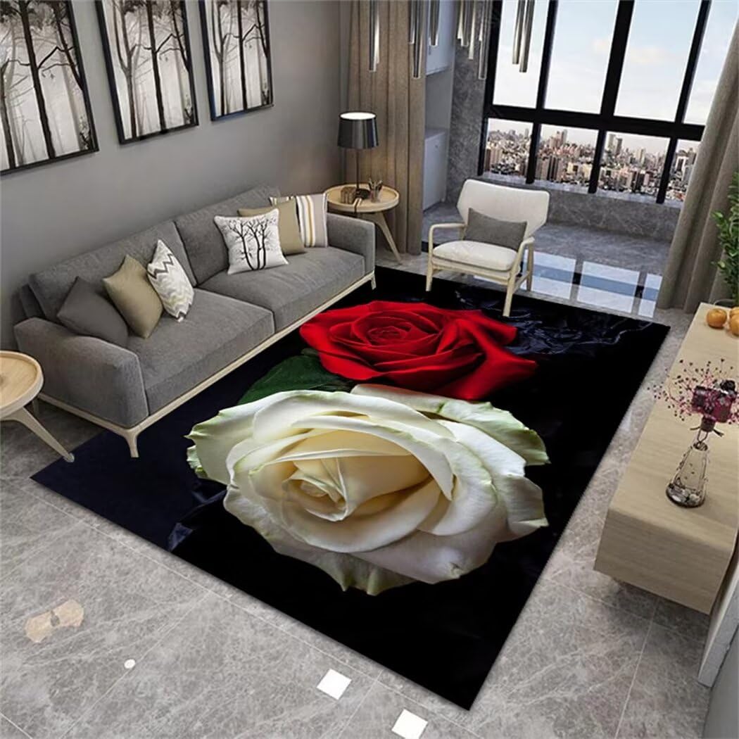 Tapis de salon lavable en machine noir 200x250 cm pour chambre de filles