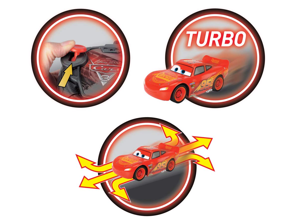 Majorette - Disney Cars 3 - Voiture Radio Commandée Flash McQueen - Echelle 1/24ème - Fonction Turbo - 213084003WEB