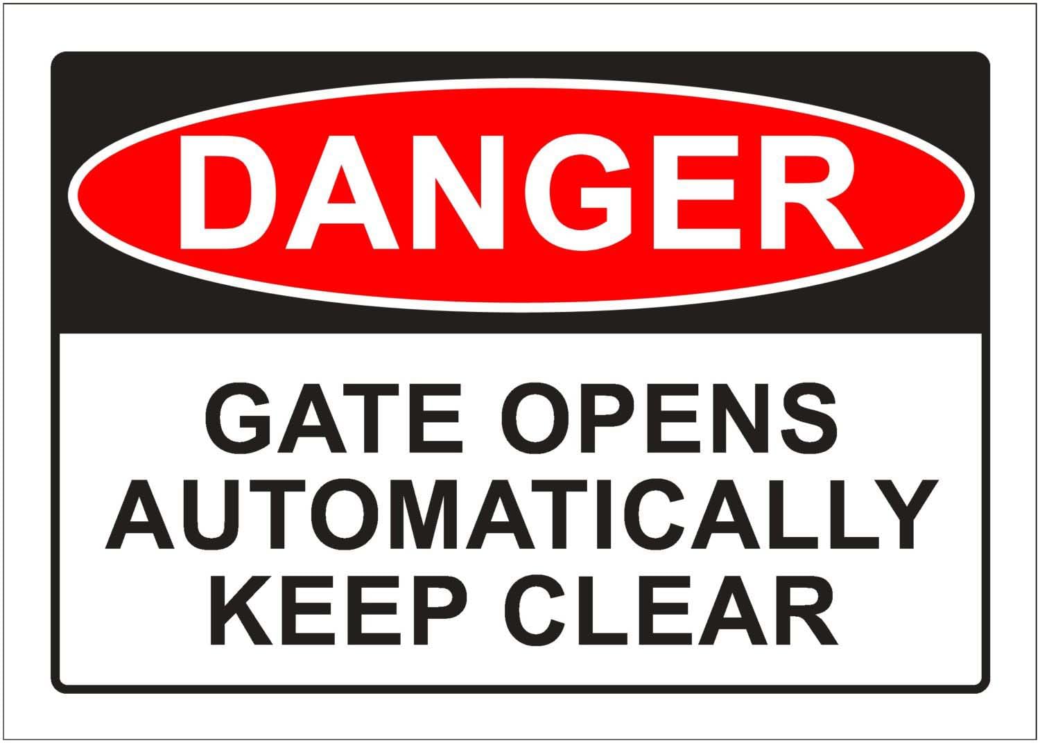 Gate Opens Automatically Keep Clear Danger Sign, 12x8 Inch Metal Tin Sign, Access Caution for Automatic Gates and Entrances