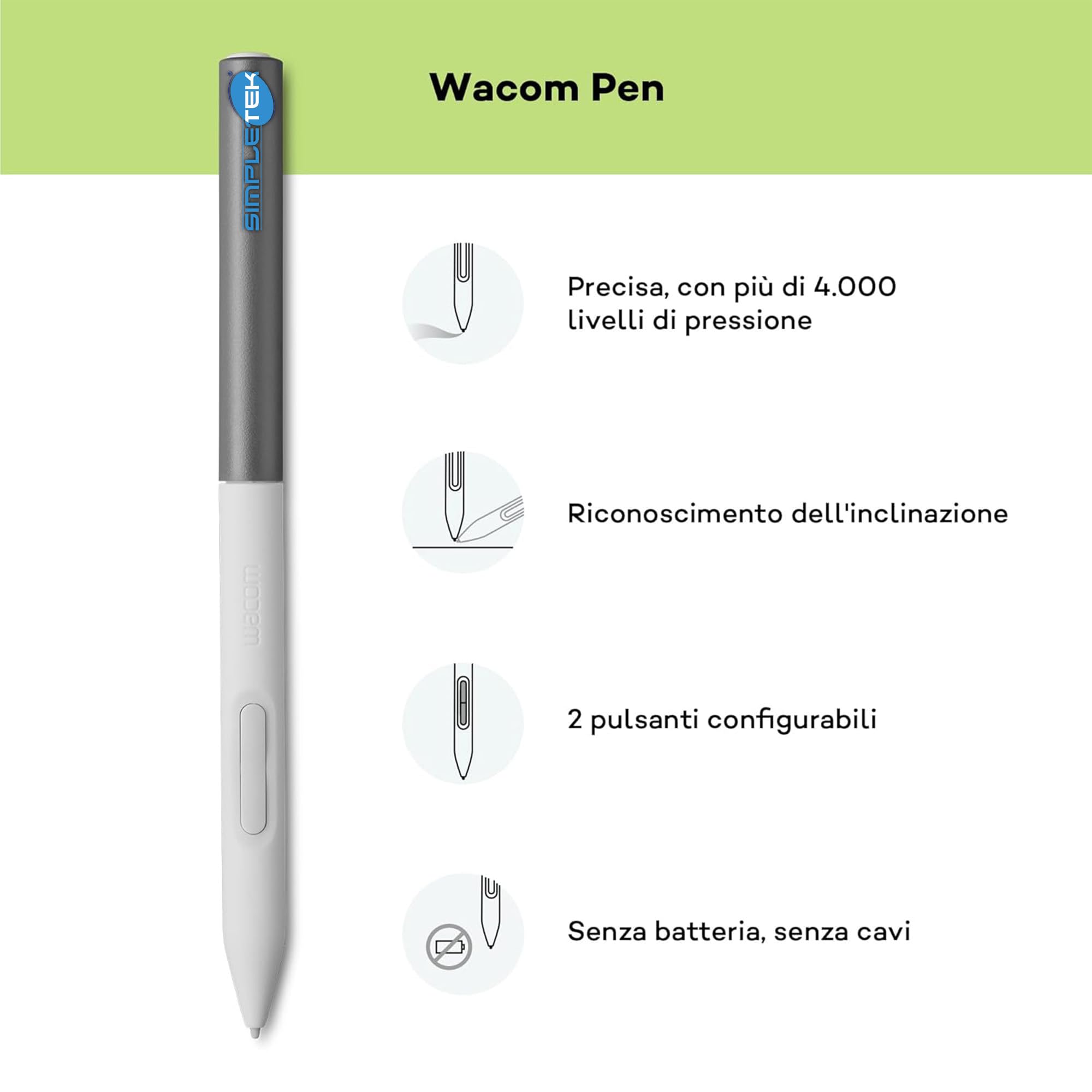 SIMPLETEK - Écran tactile interactif 13,3" - Résolution Full HD - Connectivité Thunderbolt/USB-C - Stylo sensible à la pression inclus - DTH134W0B