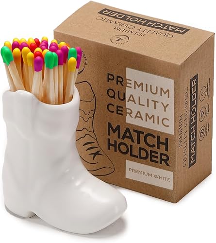 AetheresEmporium - Soporte de cerámica para botas de vaquero con golpeador, soporte portátil vintage de 4 pulgadas en color blanco, bonito soporte