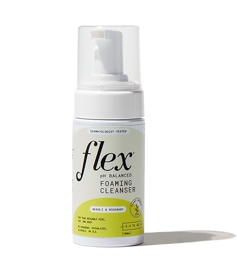 Flex Limpiador espumoso con infusión de neroli y romero, lavado femenino a base de plantas y pH equilibrado para tazas, discos y tu cuerpo de