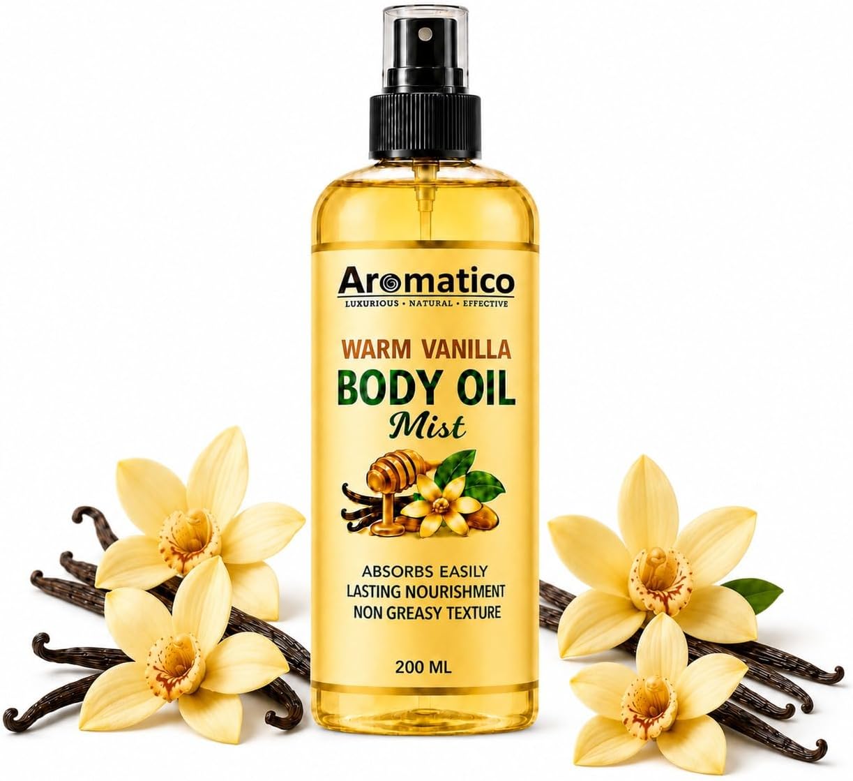 Warm Vanilla Body Oil Mist for Women - 200ml | Non-Sticky Formula for Daily Use After Bath, Absorbs Easily | For Nourished, Glowing Skin in the Winters | Cozy & Creamy Fragrance