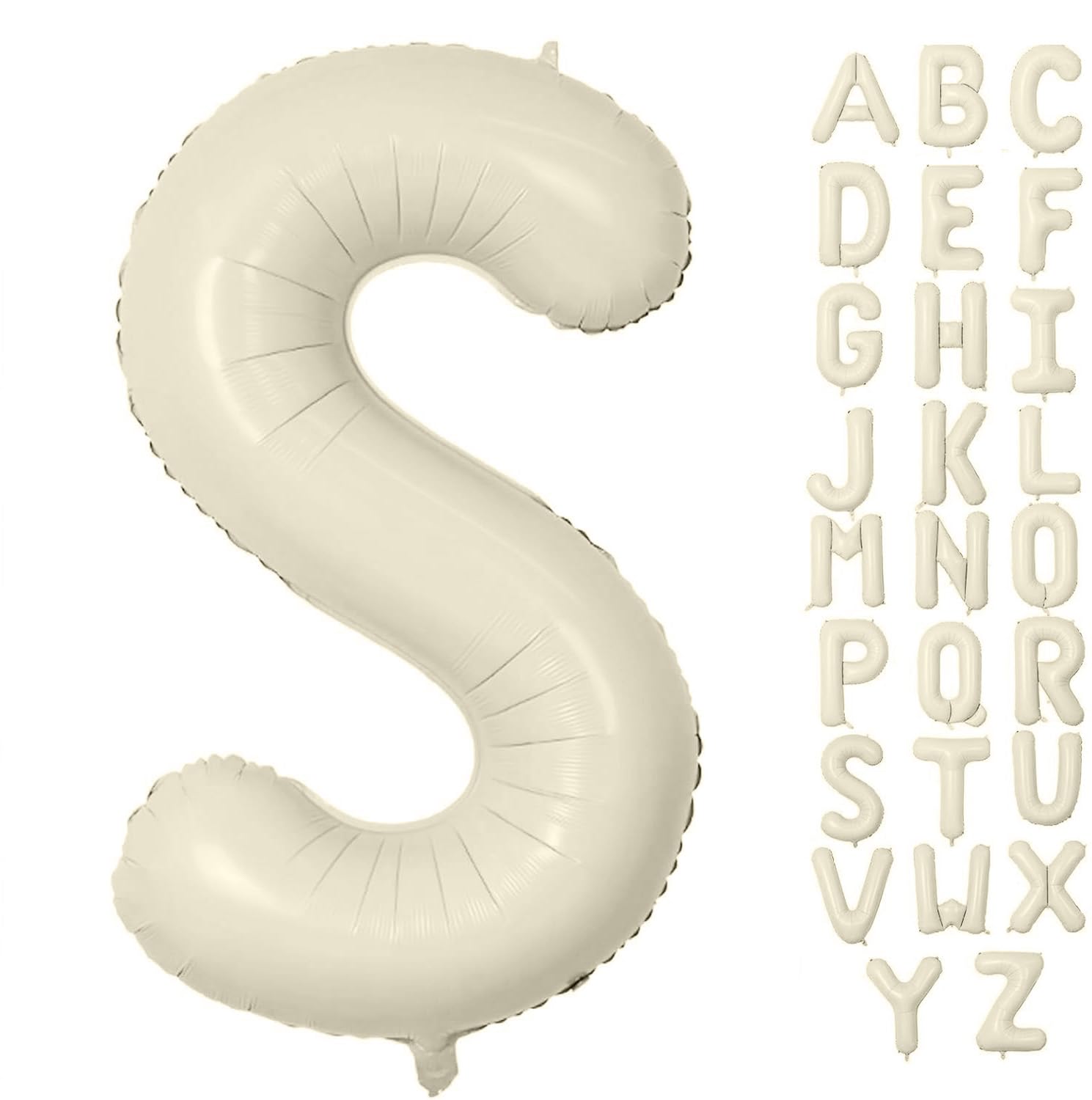 YUNSHANGMO Letter balloons 40 Inch Cream White Alphabet Balloons Beige Giant Foil for Wedding, Birthday, Bridal or Baby Shower Party Letter S Balloon