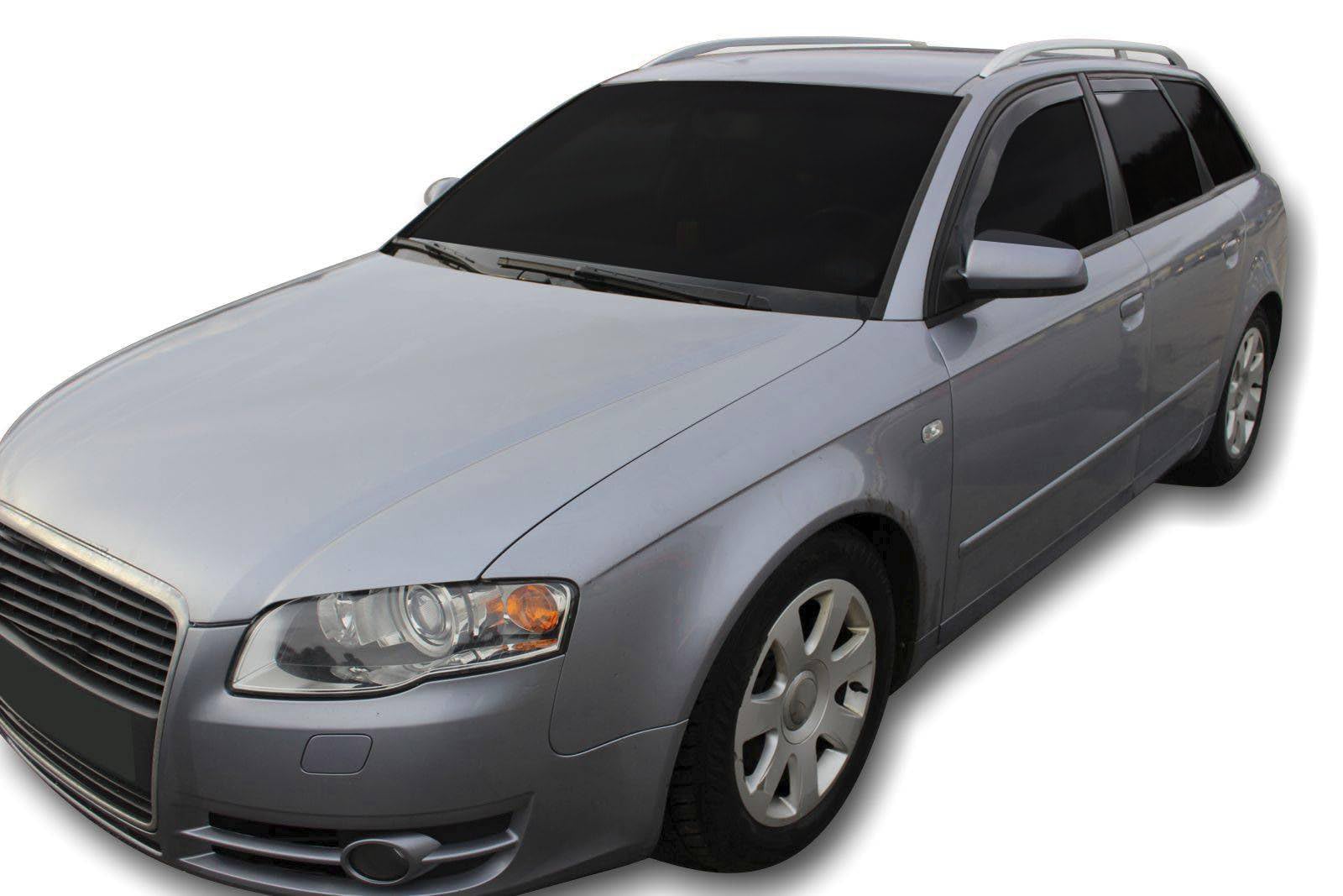 J&J AUTOMOTIVE Windabweiser passend für Audi A4 B6 / B7 2000-2009 4tlg, Heko Regenabweiser Vorne Hinten Getönt Dunkel Passform