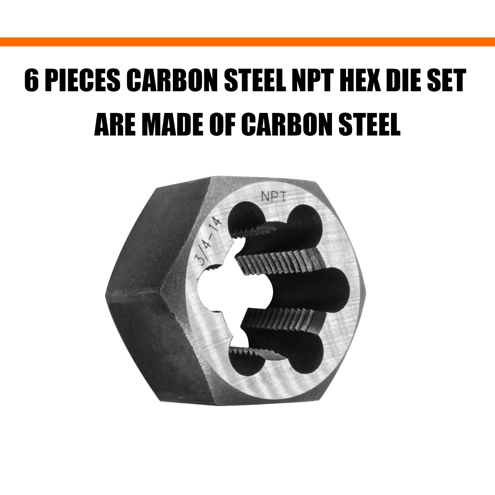 NPT Pipe Die Set 6 Piece Die Set Carbon Steel 1/8"-27 1/4"-18 3/8"-18 1/2"-14 3/4"-14 1"-11 1/2 — Amazon image 3