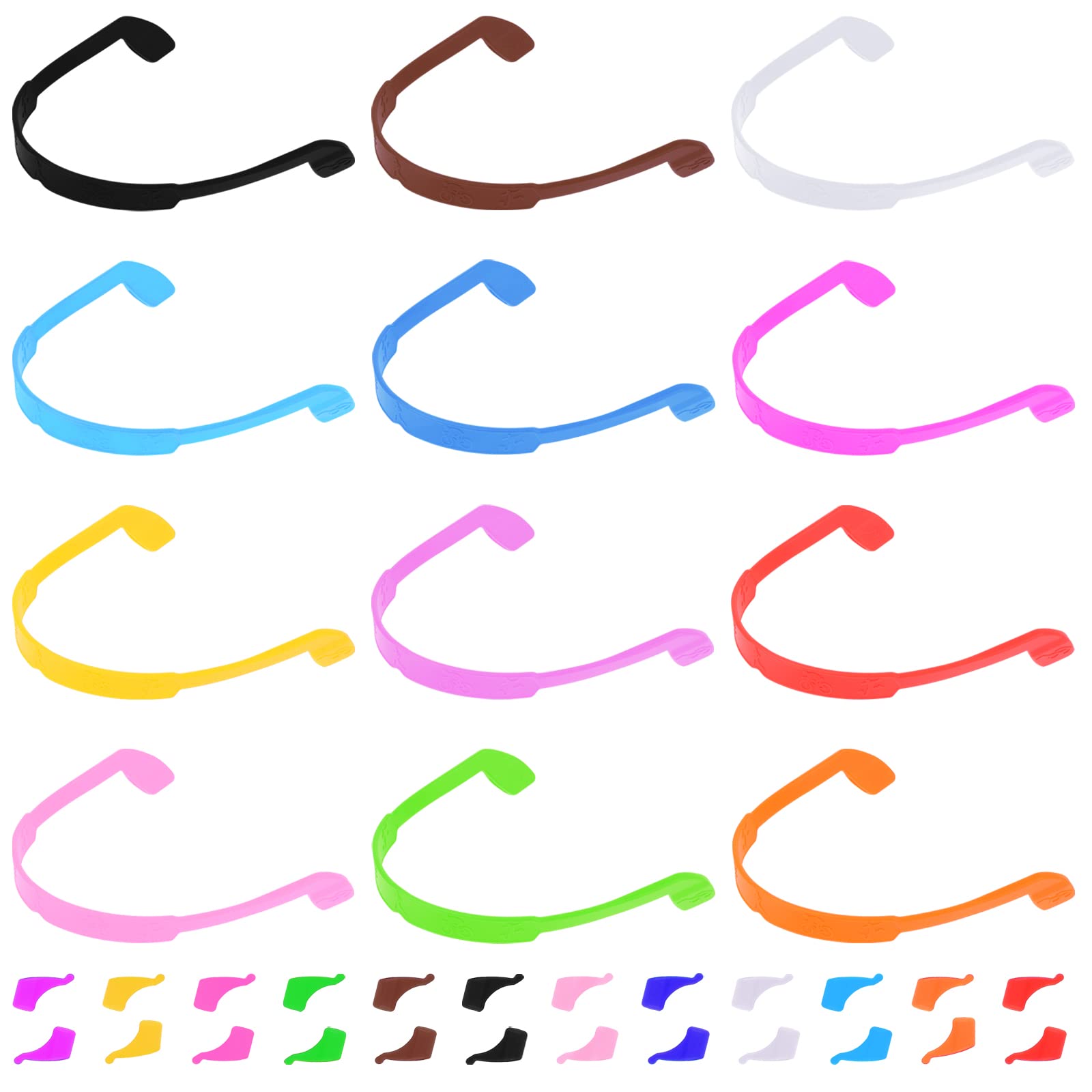 12 Stück Brillenband Sport Kinder Silikon Brillenbänder 12 Stück Ohrclip Haken Set mit Brille mit Halter Brillenhalter Silikon Elastische Sport Kleinkind Brillenband mit Ohrclip Haken Herren
