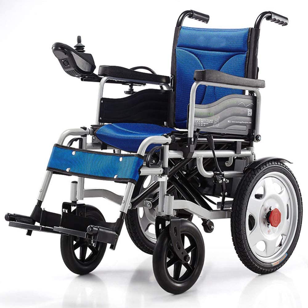 Silla de ruedas plegable eléctrica, silla eléctrica inteligente ligera con reposacabezas ajustable y súper resistencia para la seguridad de las personas mayores