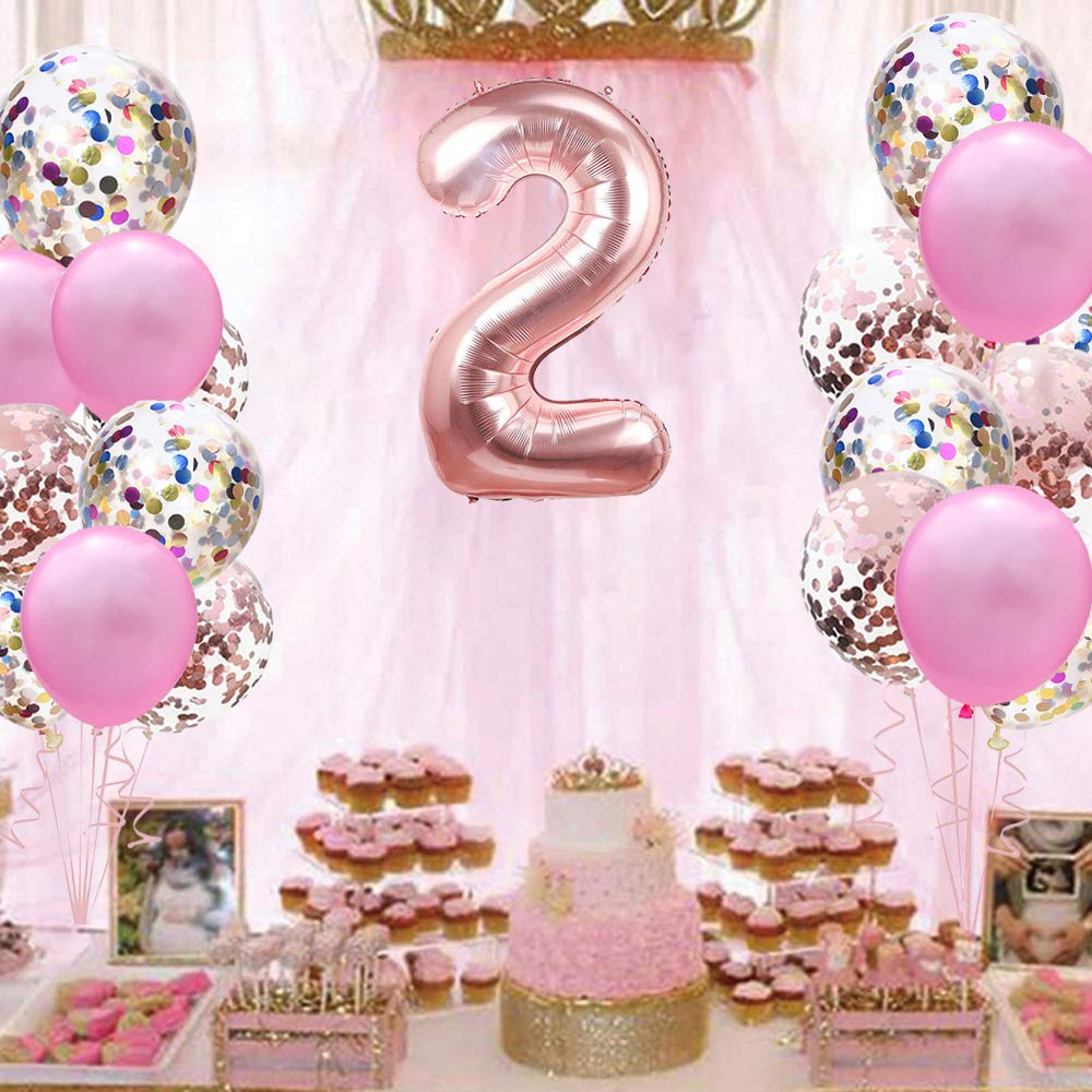 Compleanno Kit Decorazioni Oro Rosa Per 10 Anni Bambina: Palloncini Elio Giganti, Numero 10 Gonfiabile, Ghirlanda E Fascia - 2