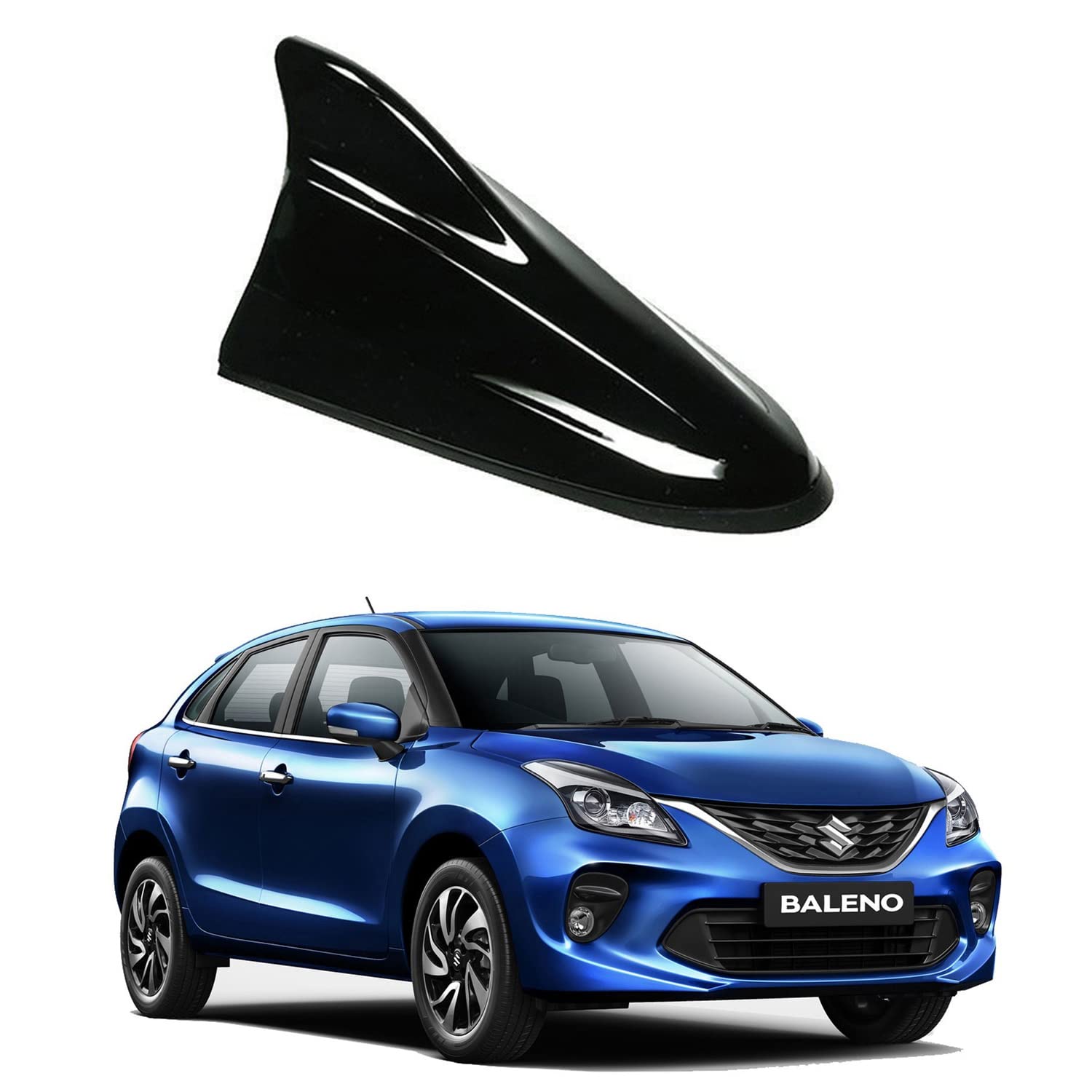 Oshotto Car Shark Fin Roof Antenna Car Antenna Radio FM/AM Car Decorate Compatible with Maruti Suzuki Baleno 2015-2019 - (Black)