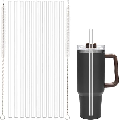 Paquete de 10 popotes de repuesto para vasos de viaje Stanley Adventure Quencher, popotes reutilizables con cepillo de limpieza compatible con