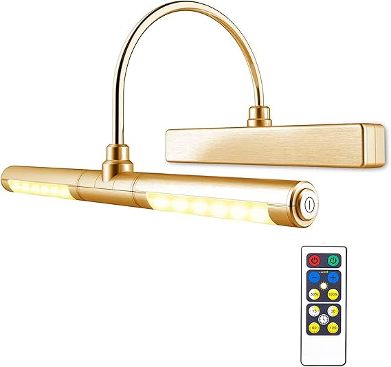 Wall Frames For Living Room Decorations 4Pack Rechargeable Picture Light, 5200mAh Black Battery Operated Picture Lights For Wall With Remote Control, 300LM 3000K Warm White Light 16" Metal Dimmable Picture Frame Light