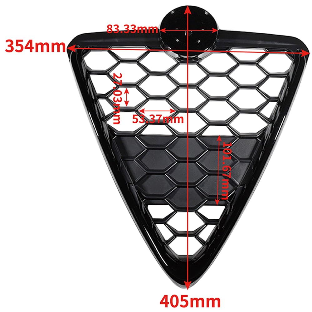 Griglia del radiatore 156112051 Compatibile con Alfa Giulietta dal 2016 Griglia centrale Compatibile con Alfa Romeo Nido D'ape Nero Brunito Sportivo (Nero)