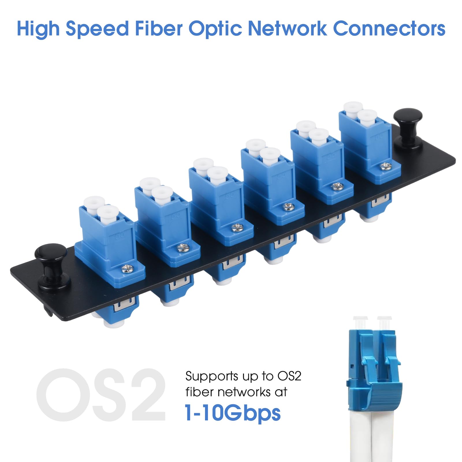Lot de 2 panneaux de brassage en fibre duplex LC/UPC avec adaptateurs LC duplex monomode bleu, 12 ports fibre