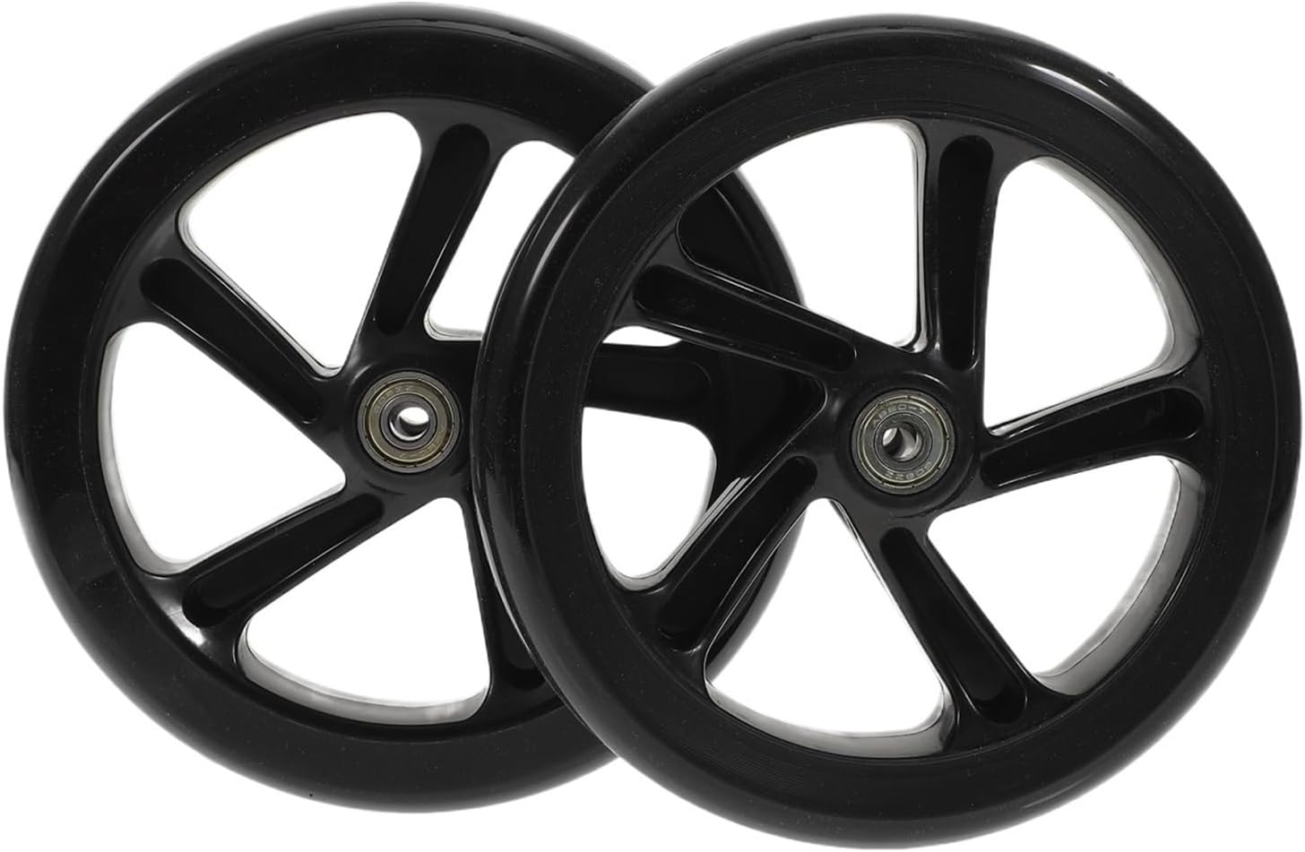 2 Pcs 180MM Black High Elasticity Wear PU Skateboard Wheels for Scooter Electric Replacement with Bearings