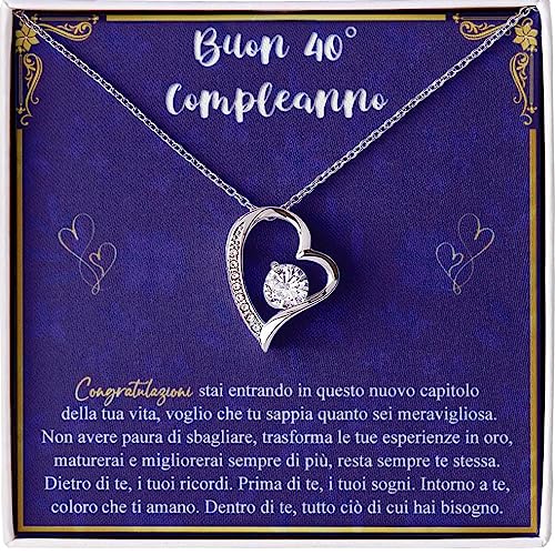 ♥️ Regalo Compleanno 40 Anni ♥️ La nostra collezione è un’amatissima idea regalo per dimostrare amore e gratitudine. Rappresenta un forte legame, un gioiello classico e sempre di tendenza, simbolo di amore infinito. Sono per mamma, nonna, amica, moglie, sorella, cognata, collega, figlia, nipote. Sono idee per regali donna personalizzati e originali, un offerta lampo del giorno a cui non puoi rinunciare.