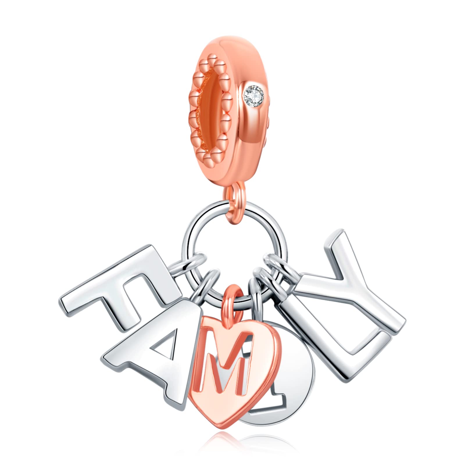 Annmors Charms Family Bead Charm Donna Argento Ciondolo a Forma di, in Argento Sterling 925, Compatibile con Braccialetti e Collane Europei