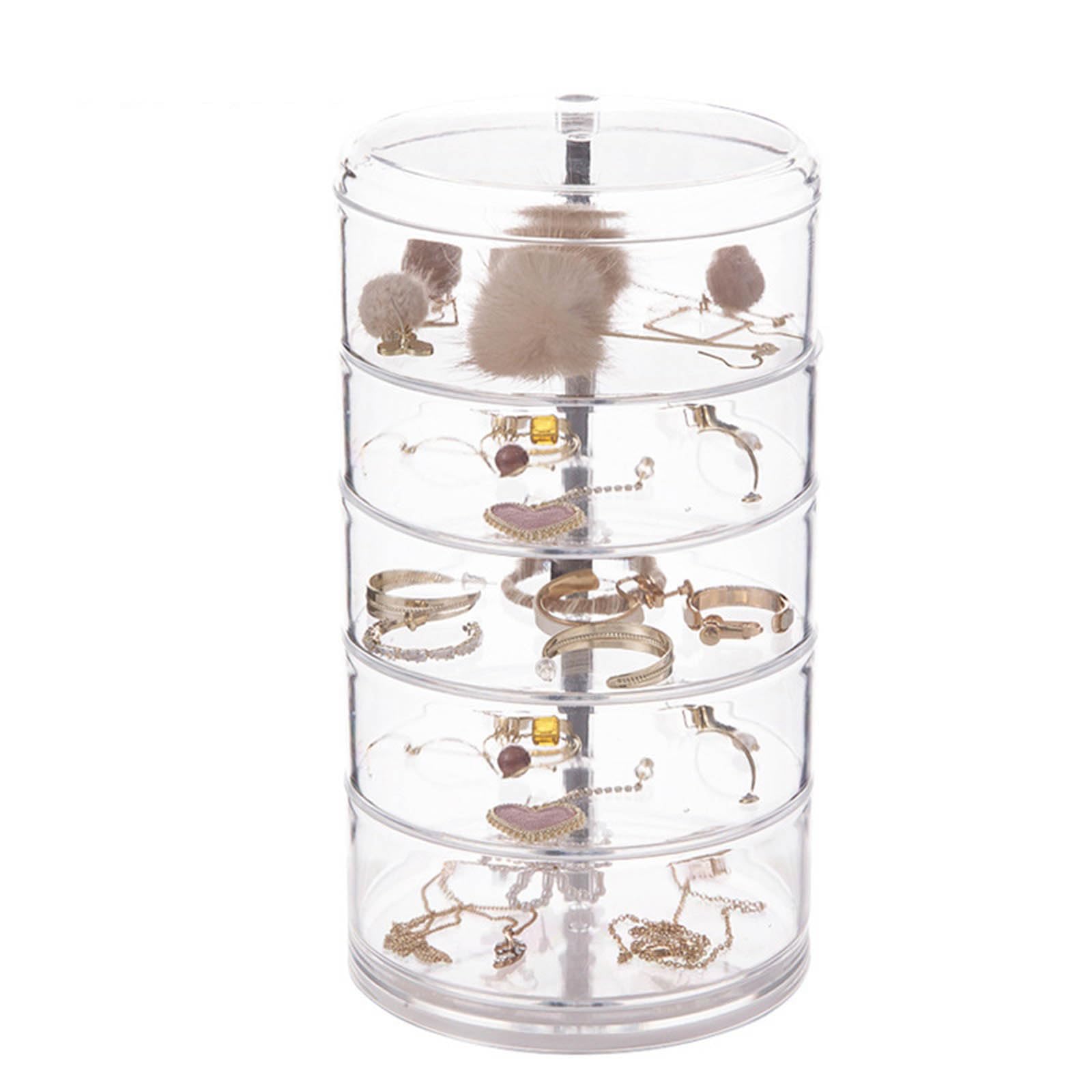 YROHGKPN 3/4 / 5Tier Rotating Jewelry Stand Transparent Rotating Jewelry Organizer Stackable Display Case Multilayer Transparent Box Holder Container