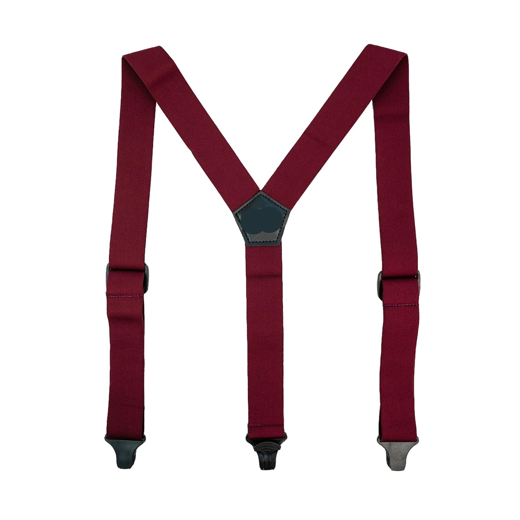 LOVSSU Men'S Braces Suspenders Airport Friendly Suspenders NO Buzz With Plastic Clip 2 Inch Fully Elastic Braces For Adjustable(Burgundy)