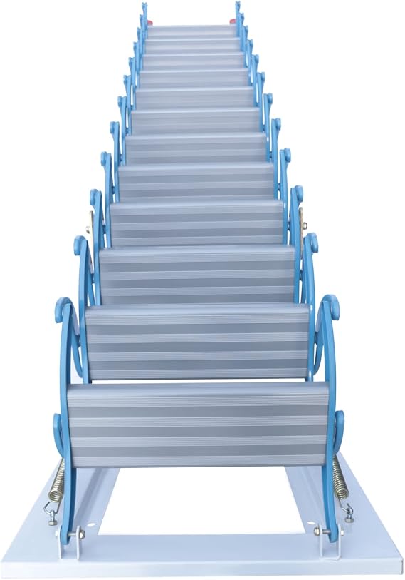 Attic Ladder Pull Down 12 Steps Drop Down Attic Stairs, Loft Ladder Wall-Mounted Folding Stairs for Attic 9.5-10ft Height, 1100LB Load Capacity (US Stock)