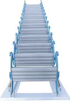 Attic Ladder Pull Down 12 Steps Drop Down Attic Stairs, Loft Ladder Wall-Mounted Folding Stairs for Attic 9.5-10ft Height, 1100LB Load Capacity (US Stock)